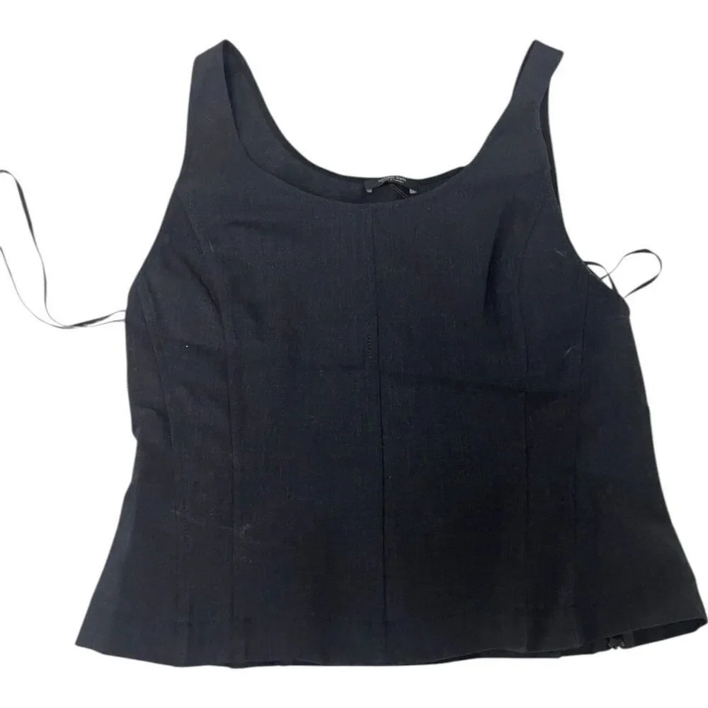 Massimo Dutti Womens Top S Small Tank Gray Stretch Seam Details 5118/818 NWT